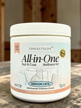 Finicky Feline Cat Food Topper L-Lysine Probiotics Omega-3 Indoor Cat Beef